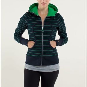[SOLD] Lululemon Green/Navy Striped Scuba Hoodie